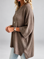 Women's oversized knitted jumper in coffee – studio view 2
