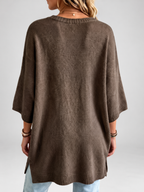 Women's oversized knitted jumper in coffee – studio view 3