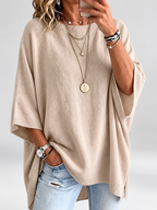 Women's oversized knitted jumper in Khaki – studio view 1
