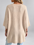 Women's oversized knitted jumper in khaki – studio view 4