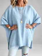 Women's oversized knitted jumper in Light Blue – studio view 2
