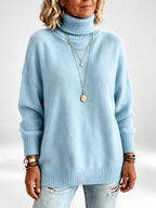 Light Blue roll neck jumper studio view 2