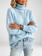 Light Blue roll neck jumper studio view 3