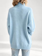 Light Blue roll neck jumper studio view 5