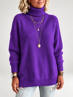 Purple roll neck jumper studio view 17
