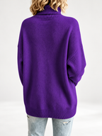 Purple roll neck jumper studio view 20