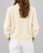 apricot knitted cardigan – studio back view