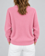pink knitted cardigan – studio back view