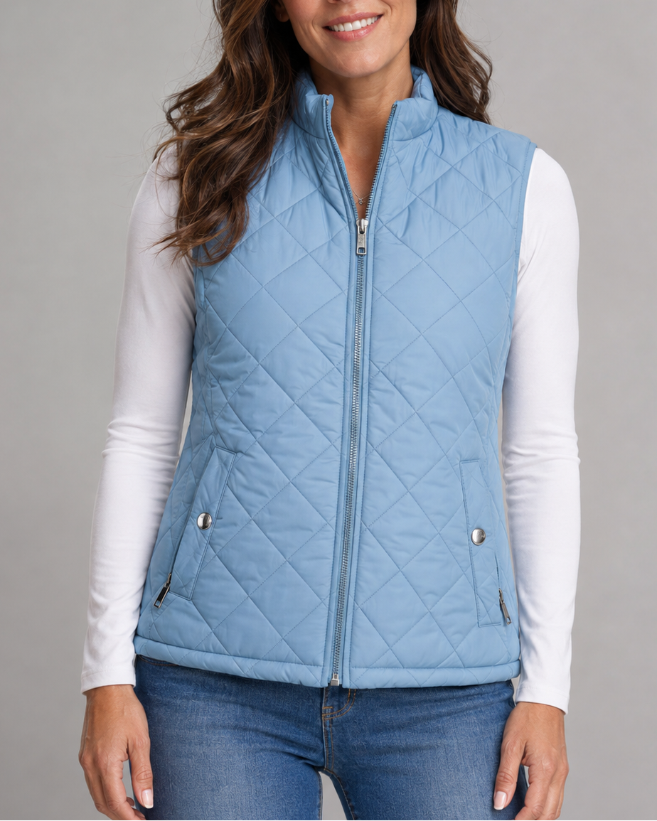 Women's Quilted Zip Front Gilet Vest with Pockets