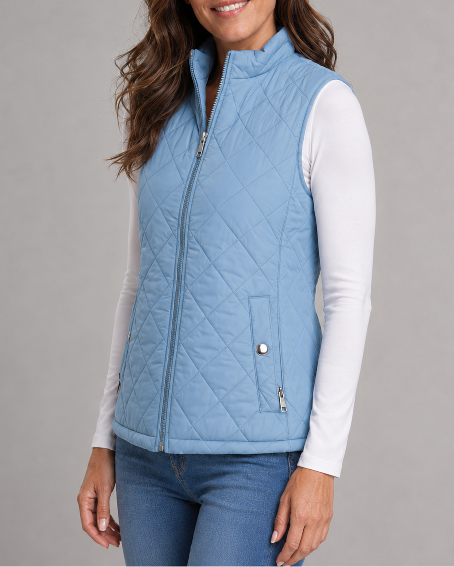 Women's Quilted Zip Front Gilet Vest with Pockets