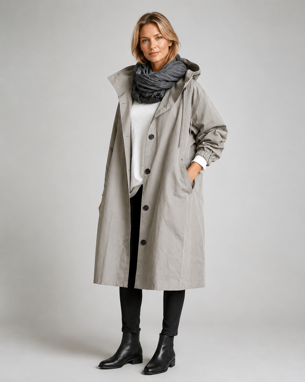 Women's Oversized Hooded Longline Raincoat