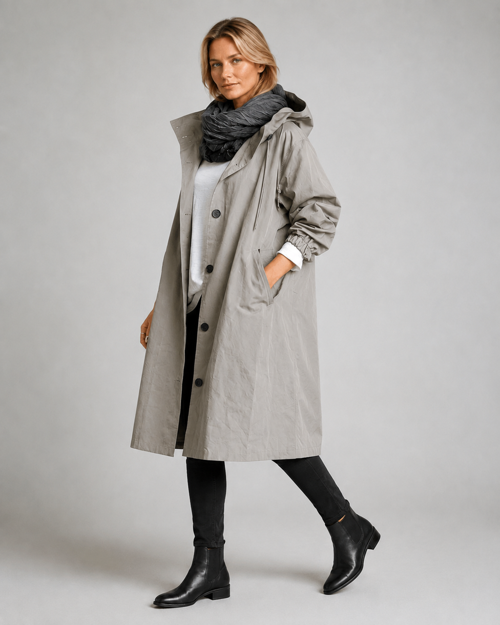 Women's Oversized Hooded Longline Raincoat