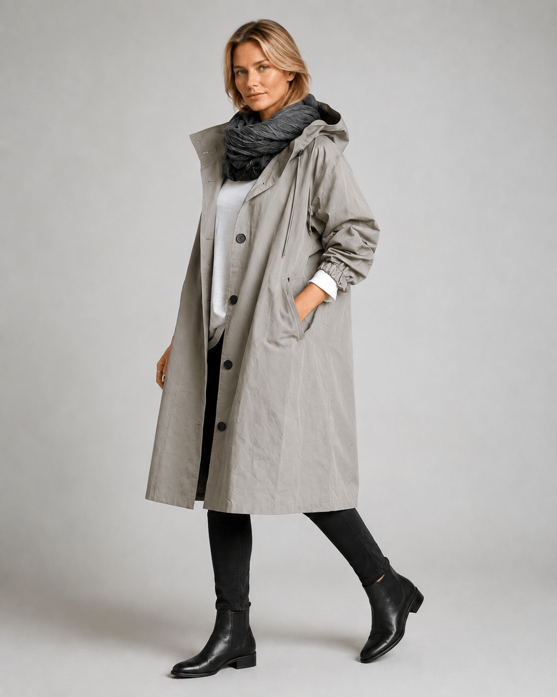 Women's Oversized Hooded Longline Raincoat