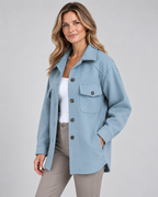 Women's Oversized Jacket with Button Front and Chest Pockets