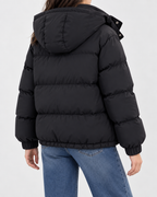 Women's Oversized Padded Puffer Jacket with Cargo Pockets and Hood