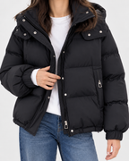 Women's Oversized Padded Puffer Jacket with Cargo Pockets and Hood