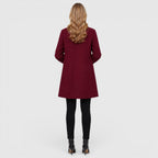 Women's wool blend longline coat with a button front and side pockets