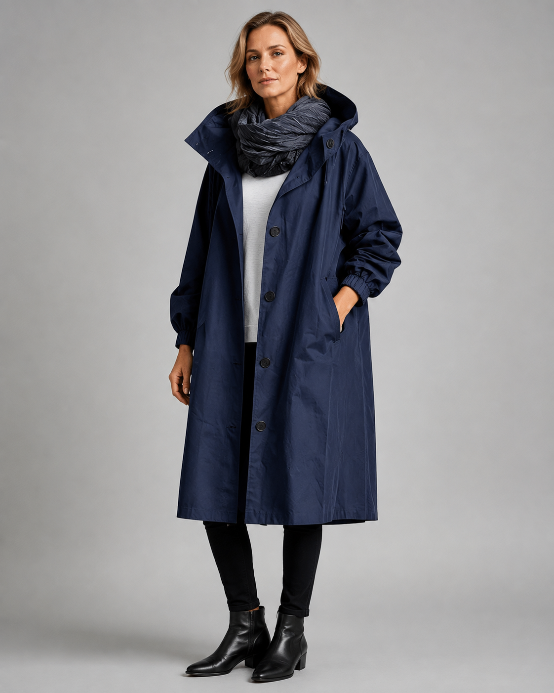 Women's Oversized Hooded Longline Raincoat