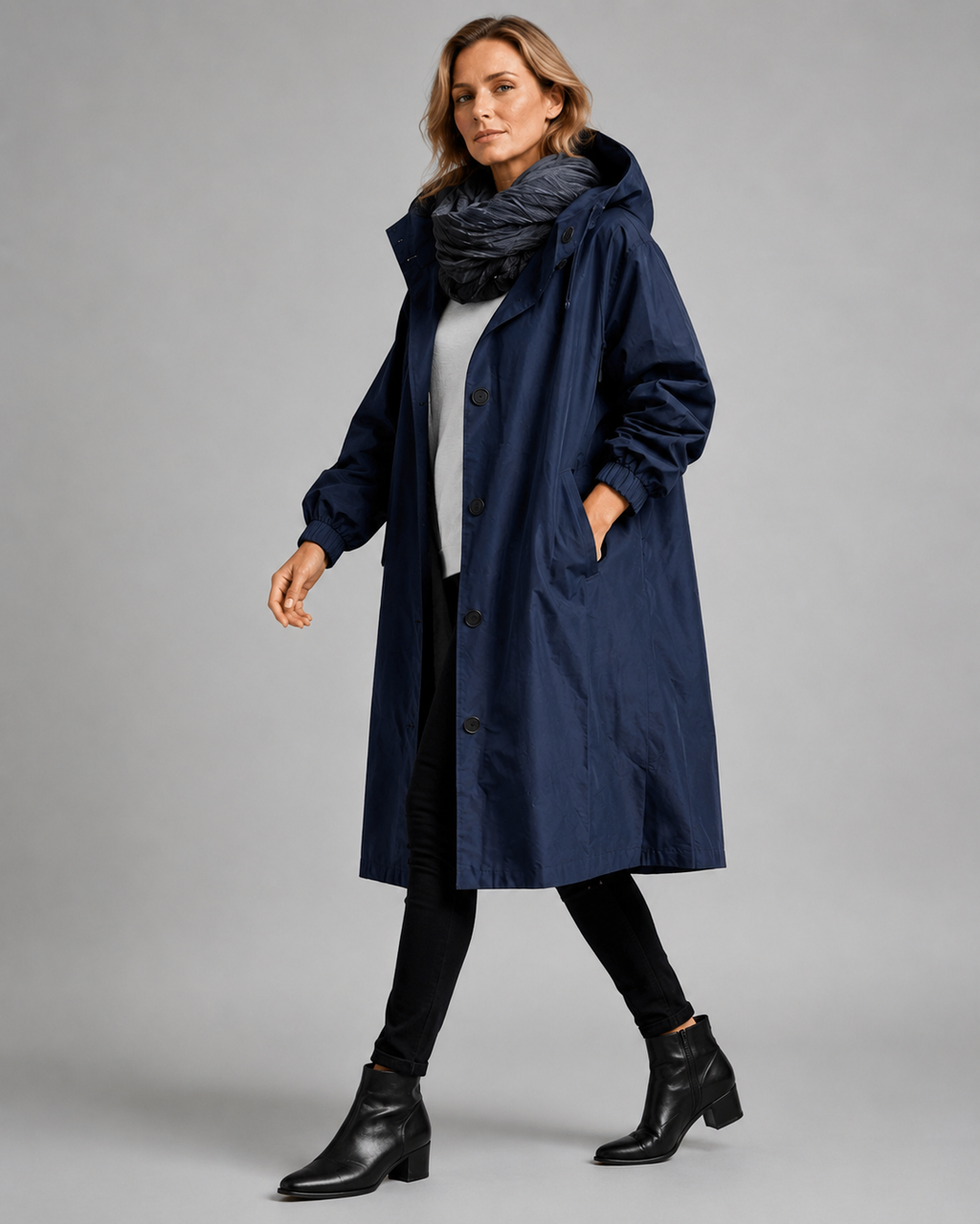 Women's Oversized Hooded Longline Raincoat