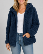 Women's Teddy Fleece Jacket with Hood and Zip Front