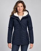Women's Hooded Fleece-Lined Parka Coat with Zip Front