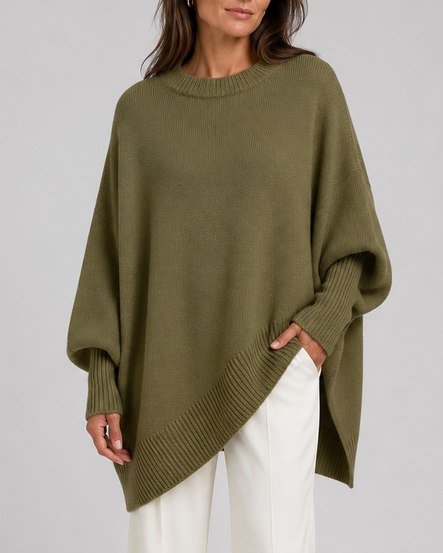 Women's Long Oversized Soft Knit Ribbed Crewneck Pullover Jumper