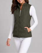 Women's Quilted Zip Front Gilet Vest with Pockets