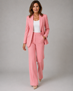 Women's Tailored Two Piece Blazer and High Waisted Trousers Suit Set