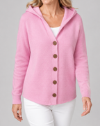 Women's Long Sleeve Hooded Button Up Knit Cardigan