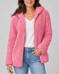 Women's Teddy Fleece Jacket with Hood and Zip Front
