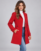 Women's Fitted Single Breasted Coat with Lapel Collar and Button Front