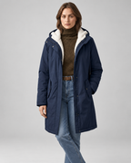 Women's Fleece Lined Long Parka with Hood and Drawstring Waist