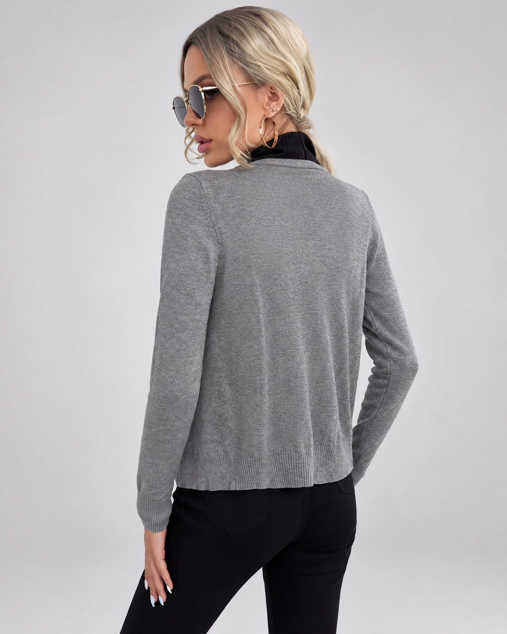 Women's Fine Knit V-Neck Cardigan with Button Front