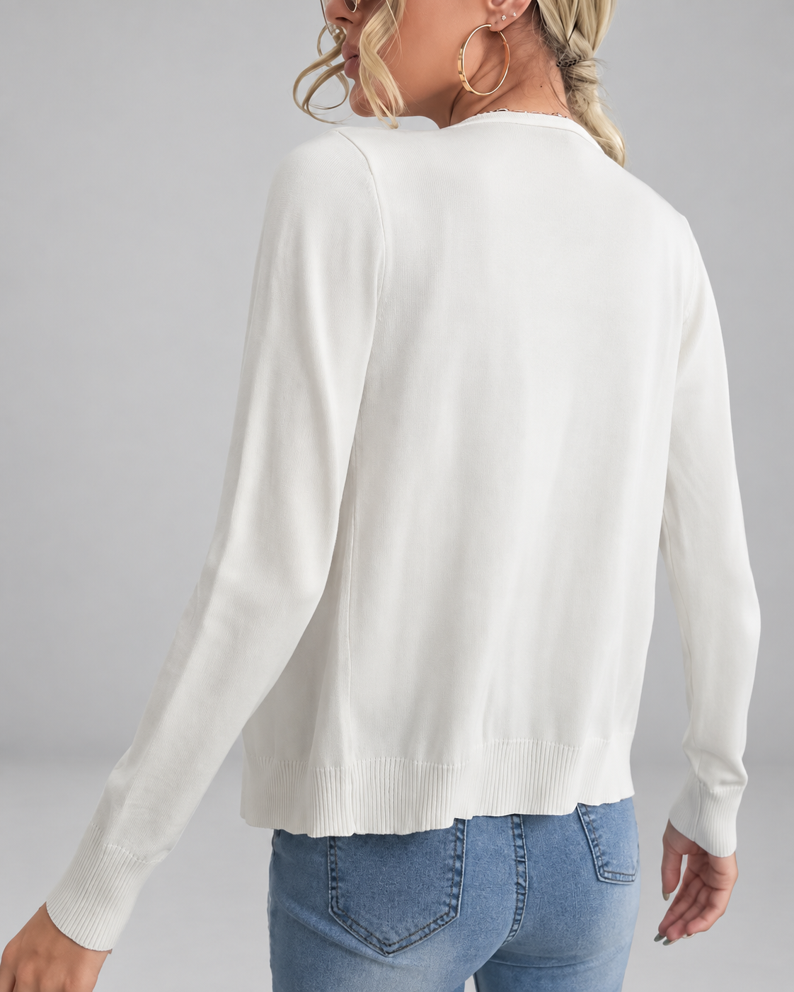 Women's Fine Knit V-Neck Cardigan with Button Front