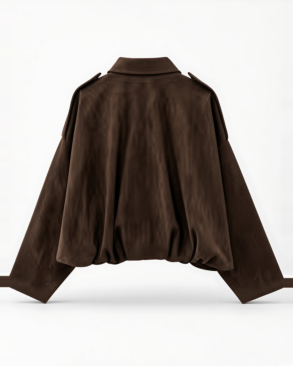 Women's Suede Look Cropped Jacket in Coffee – flat back