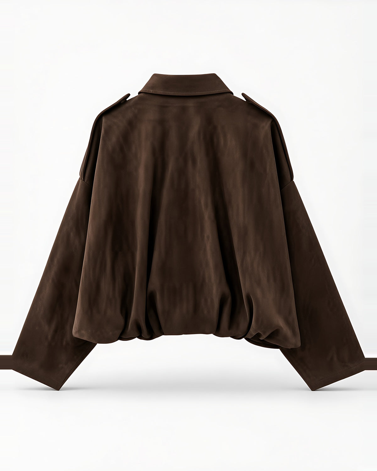 Women's Suede Look Cropped Jacket in Coffee – flat back
