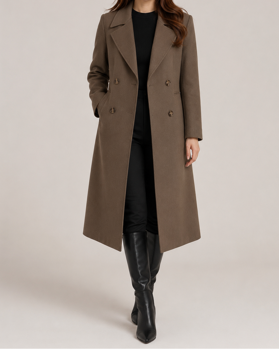 Women's Double Breasted Notch Lapel Trench Coat