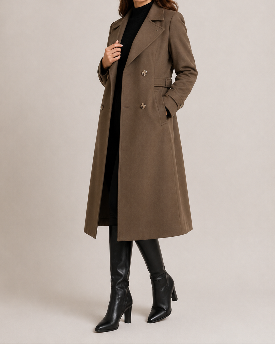 Women's Double Breasted Notch Lapel Trench Coat