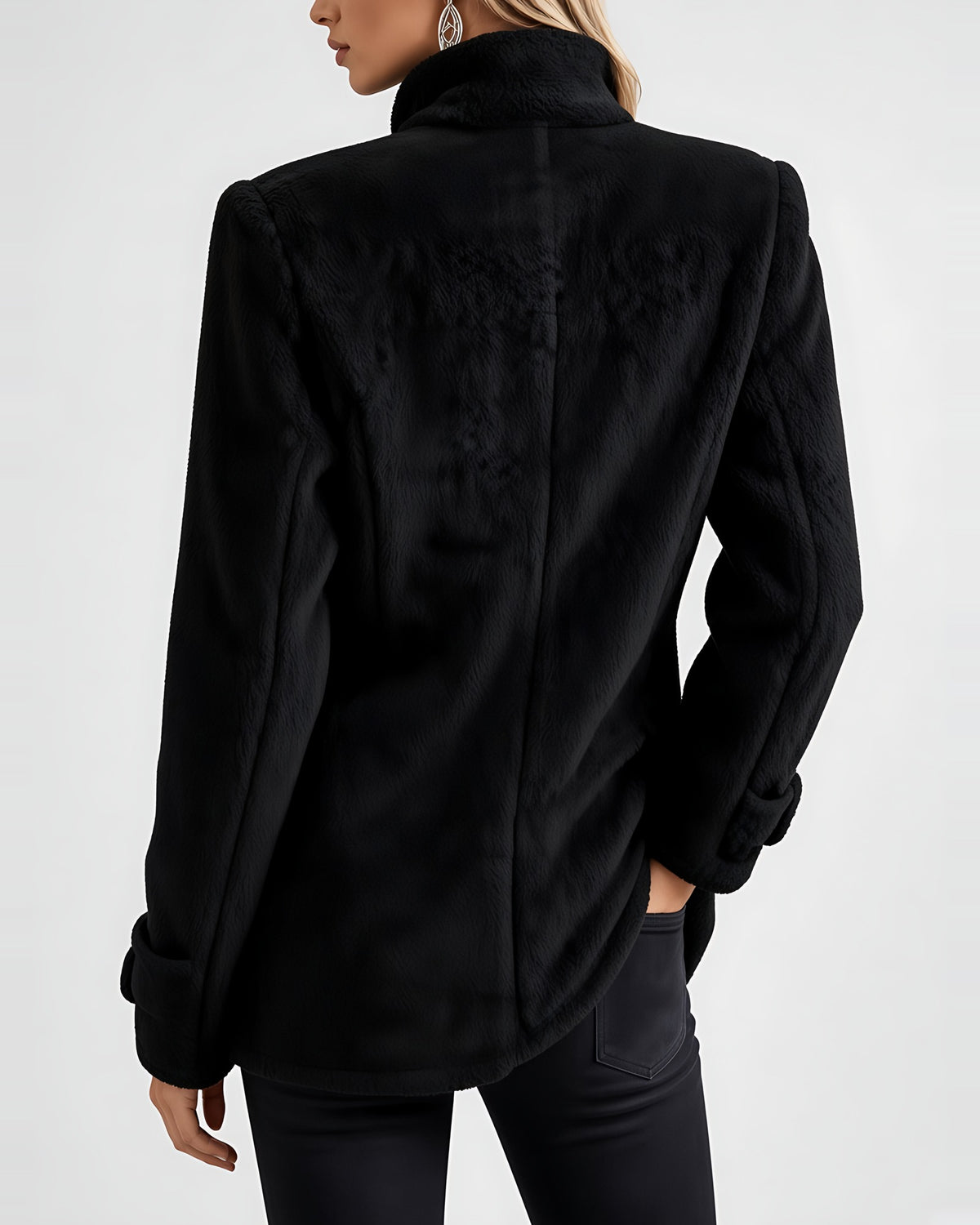 Women's Teddy Jacket in Black – back
