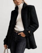 Women's Teddy Jacket in Black – front open