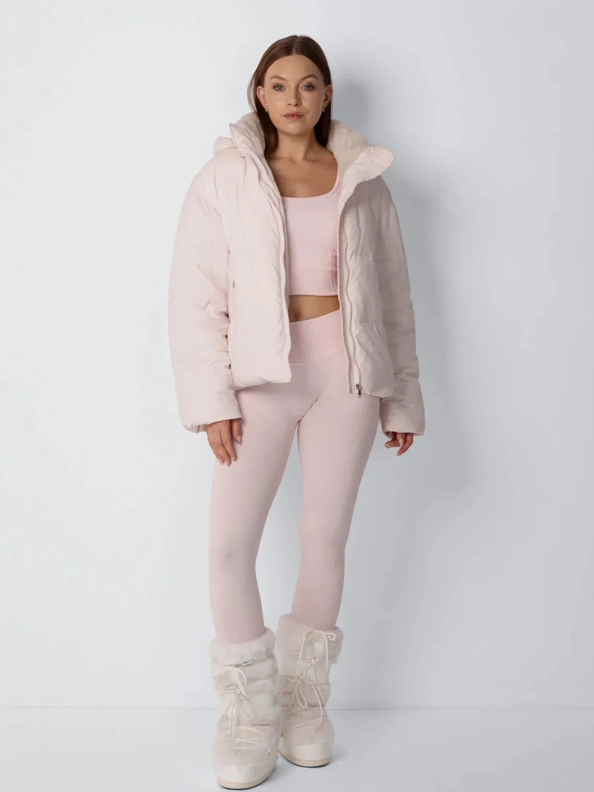 Women's Padded Hooded Puffer Jacket with Fleece Lining and Pockets