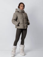 Women's Padded Hooded Puffer Jacket with Fleece Lining and Pockets
