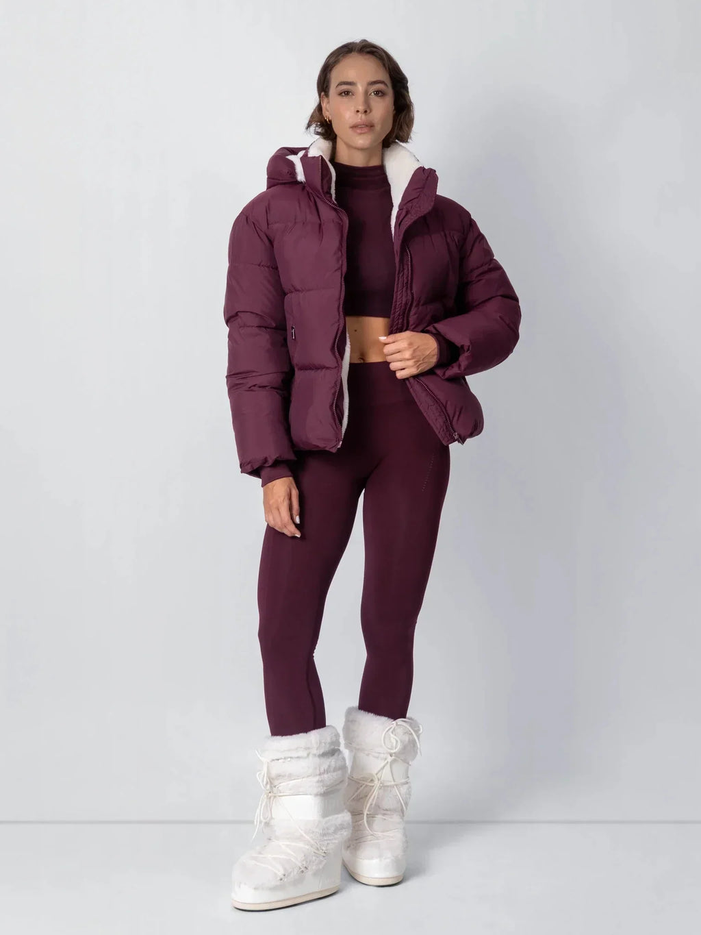Women's Padded Hooded Puffer Jacket with Fleece Lining and Pockets
