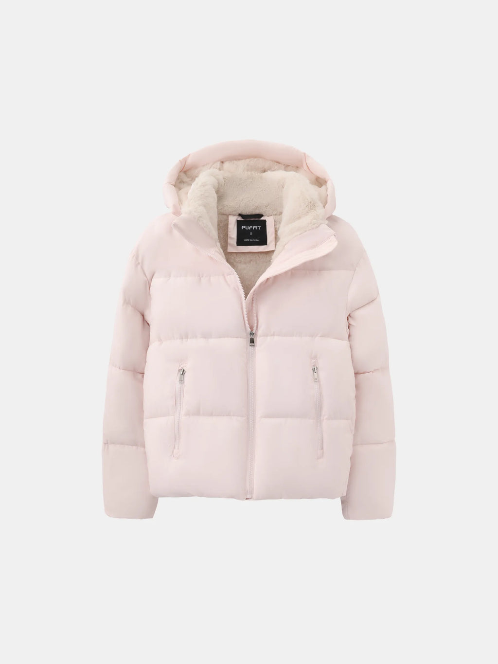 Women's Padded Hooded Puffer Jacket with Fleece Lining and Pockets