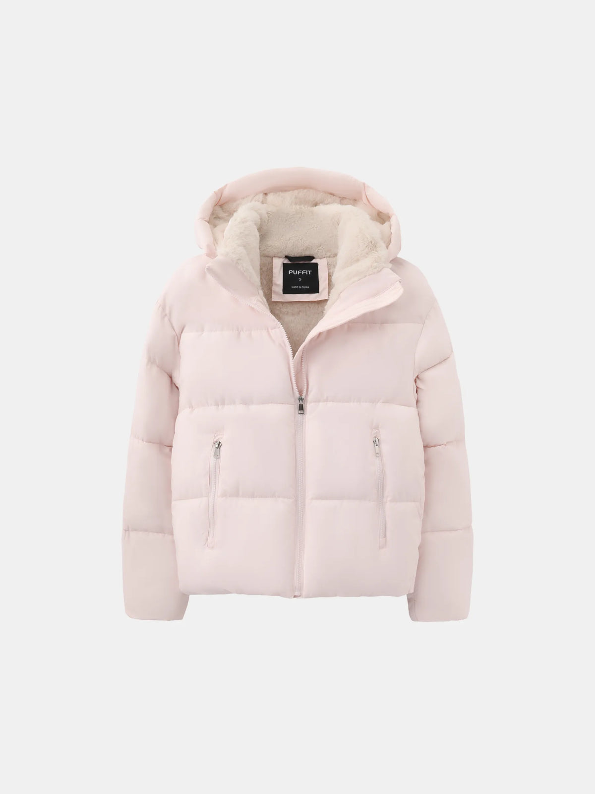 Women's Padded Hooded Puffer Jacket with Fleece Lining and Pockets