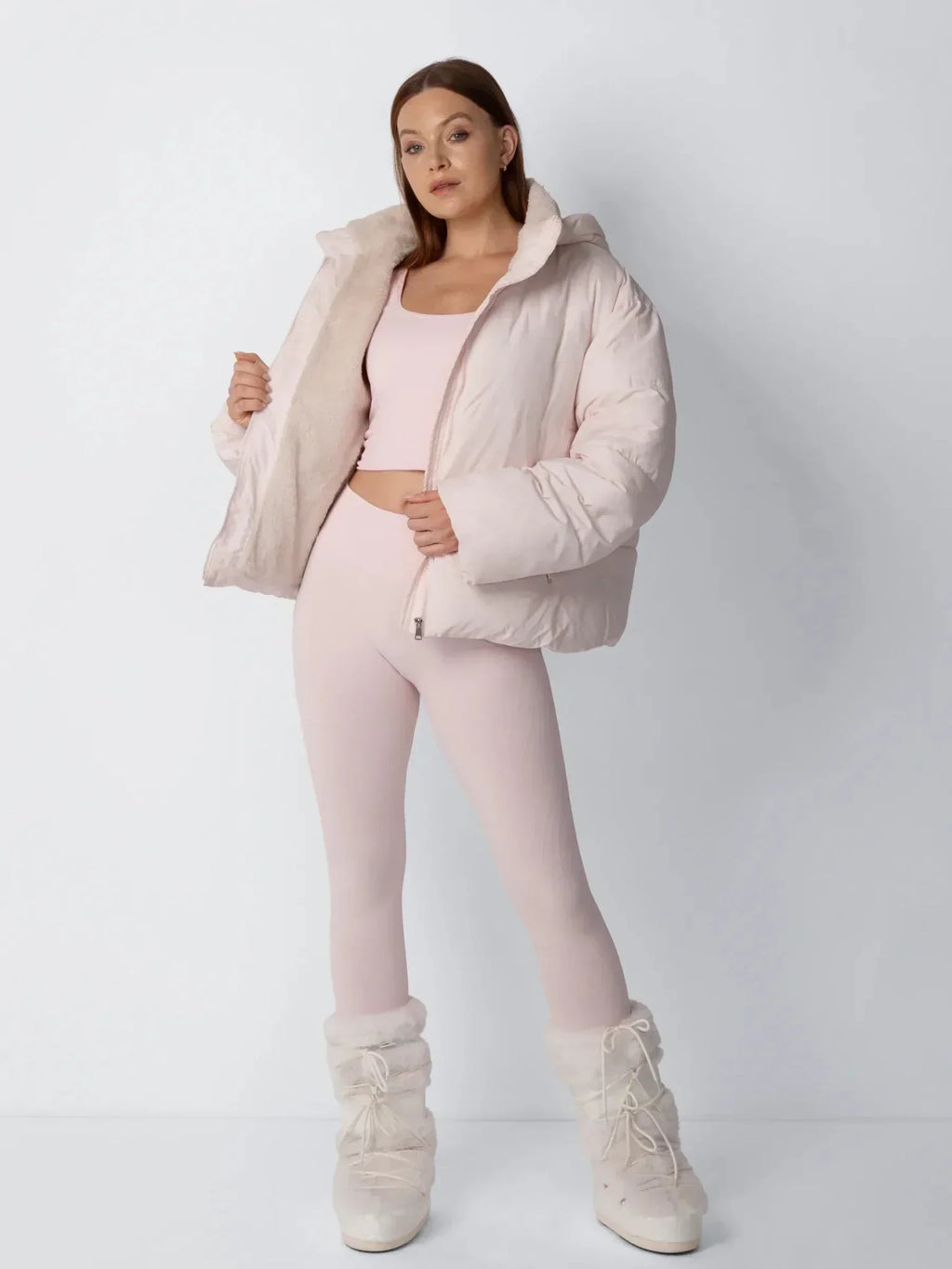 Women's Padded Hooded Puffer Jacket with Fleece Lining and Pockets