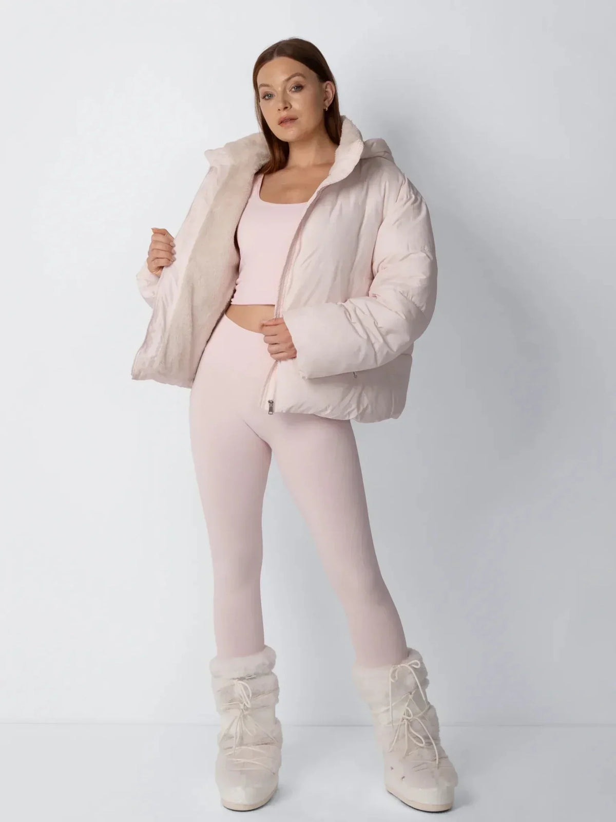 Women's Padded Hooded Puffer Jacket with Fleece Lining and Pockets