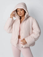 Women's Padded Hooded Puffer Jacket with Fleece Lining and Pockets