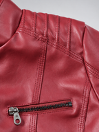 Women's Biker Jacket with Removable Hood – Red – 5