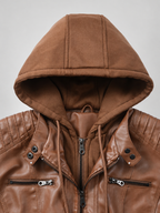 Women's Biker Jacket with Removable Hood – Camel – 5